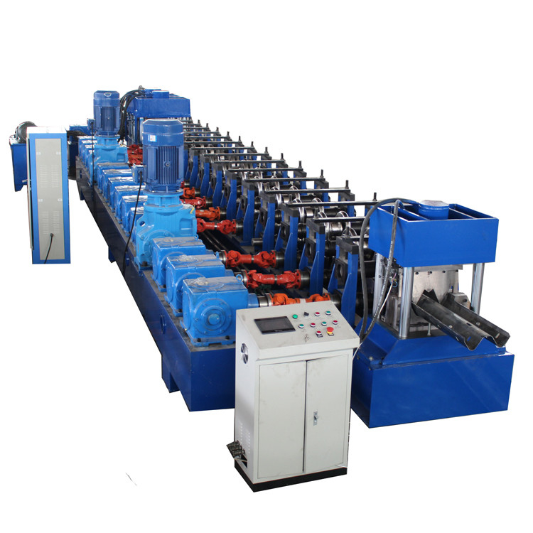 Machine de formage de rouleaux de garde routière à commande PLC avec puissance de la machine principale de 2*22 kW et entraînement de la boîte de vitesses