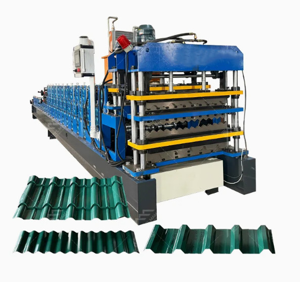 3 en 1 Métal et acier Ibr Roofing Sheets Roll Forming Machine avec trois profils personnalisés