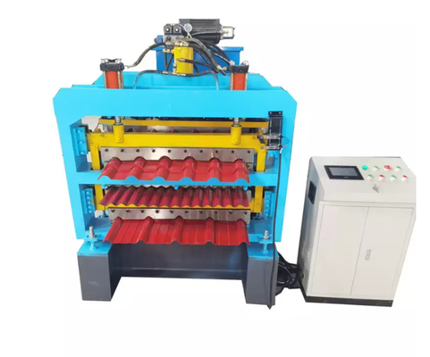 Machine de formage de rouleaux de panneaux de toiture pour matériaux de construction personnalisés avec puissance de coupe de 5,5 kW et coupe hydraulique